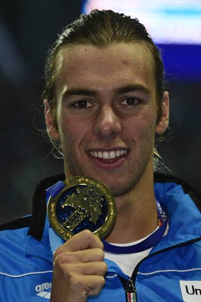 Gregorio Paltrinieri, vince la medaglia d&#39; oro nei 1500m stile libero. (Afp)